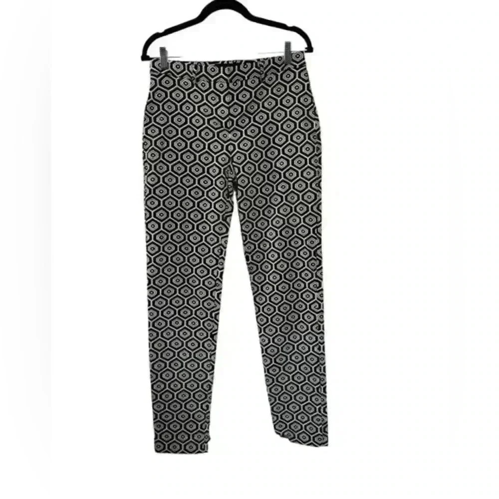 Pink Tartan Geometric Print Slim Pants 4 Mod Retro Chic Career Statement Z60